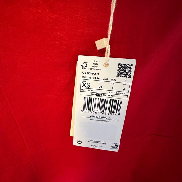 Red Ruffled Linen Dress - Picture 3 of 3